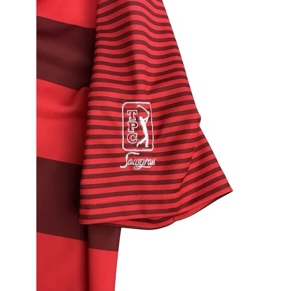 Nike Golf Youth TPG Sawgrass Short Sleeve Polo Size Medium Red Stripes Dri Fit - Picture 3 of 5